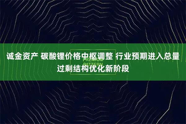 诚金资产 碳酸锂价格中枢调整 行业预期进入总量过剩结构优化新阶段