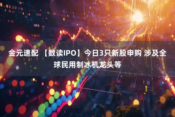 金元速配 【数读IPO】今日3只新股申购 涉及全球民用制冰机龙头等